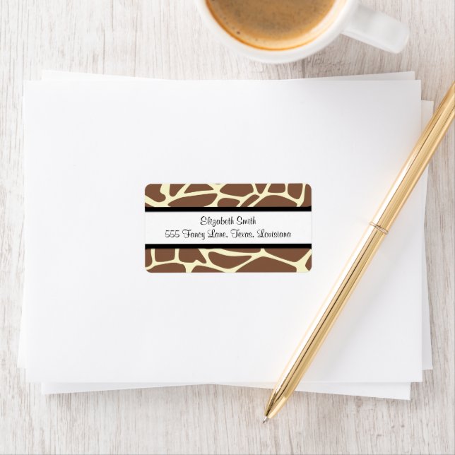 Giraffe Print, Brown Giraffe, Animal Print, Jungle Adressetikett (Insitu)