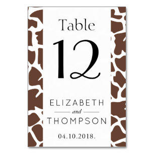 Giraffe Print, Brown Giraffe, Vild Animal, Bröllop Bordsnummer