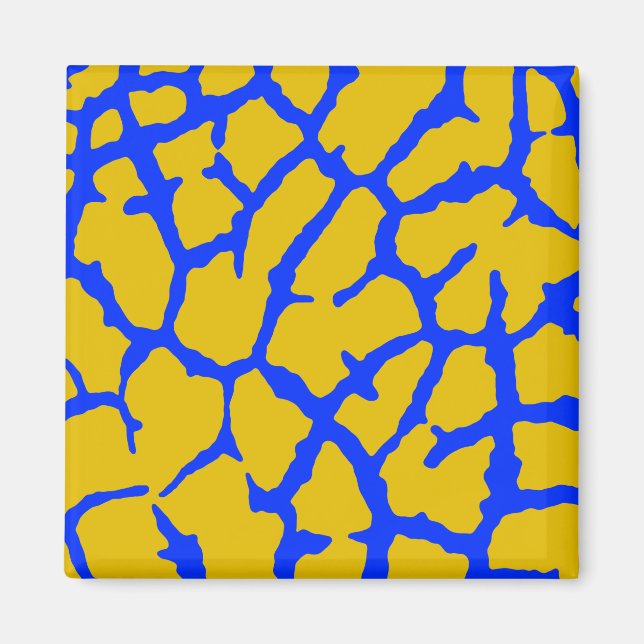 Giraffe Print Gult Blue Magnet (Framsidan)