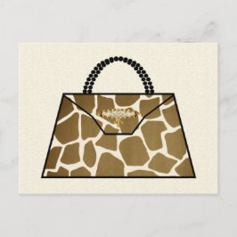 Giraffe Print Handbag vycard Vykort