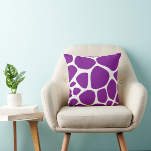 Giraffe Print, Lila Giraffe, Animal Print Kudde