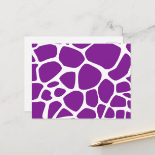 Giraffe Print, Lila Giraffe, Animal Print Vykort