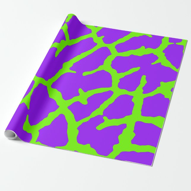 Giraffe Print Mint Amethyst Presentpapper (Utrullad)