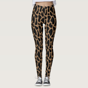Giraffe Print Mode Dam Black and Mocha Leggings