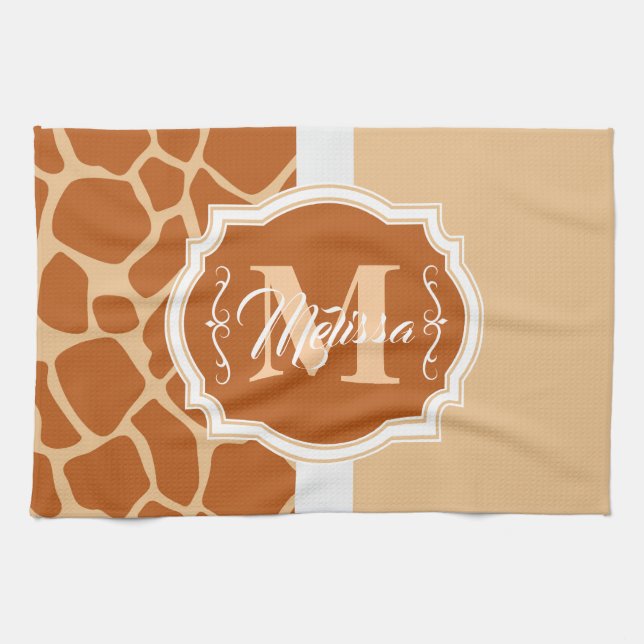 Giraffe Print Monogram Kökshandduk (Horisontell)
