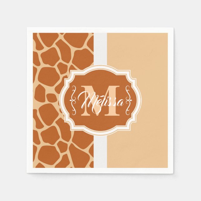 Giraffe Print Monogram Pappersservett (Framsidan)