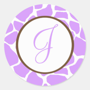 Giraffe Print Monogrammed Stickers Runt Klistermärke