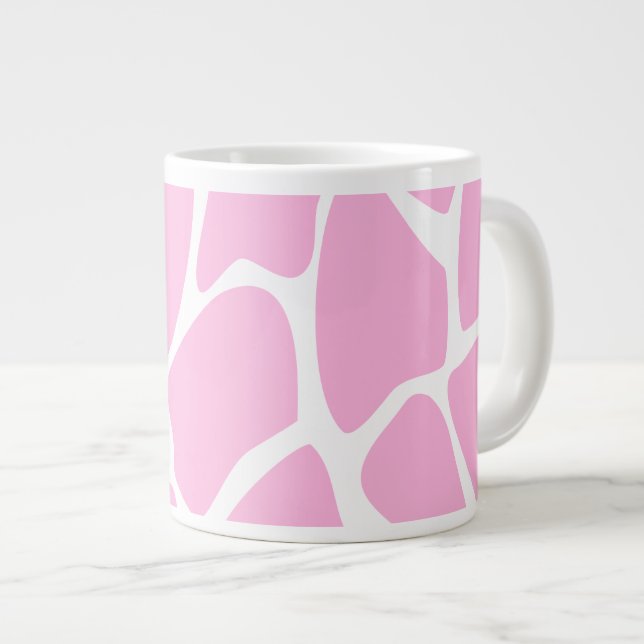 Giraffe Print Mönster i Candy Rosa. Jumbo Mugg (Framsida höger)