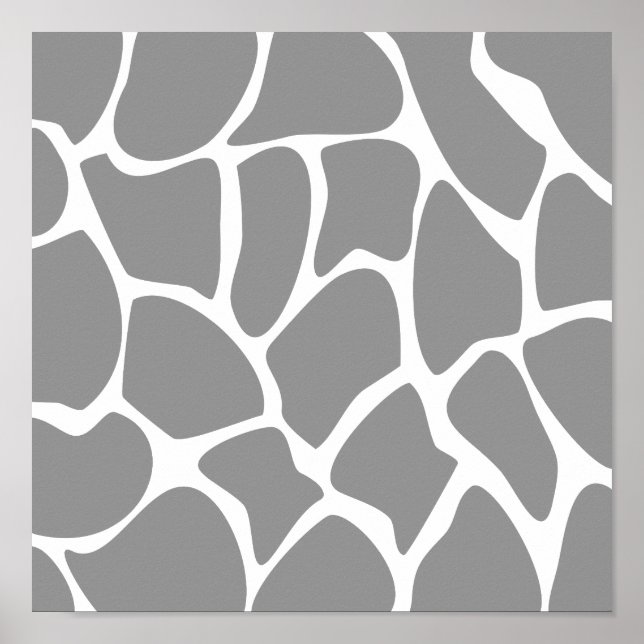 Giraffe Print Mönster i Grått. Poster (Framsidan)