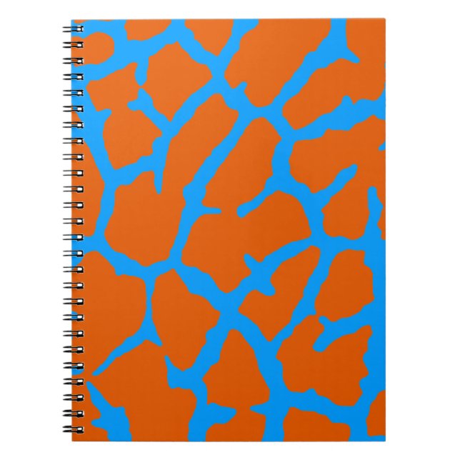 Giraffe Print Orange Cyan Anteckningsbok (Framsidan)