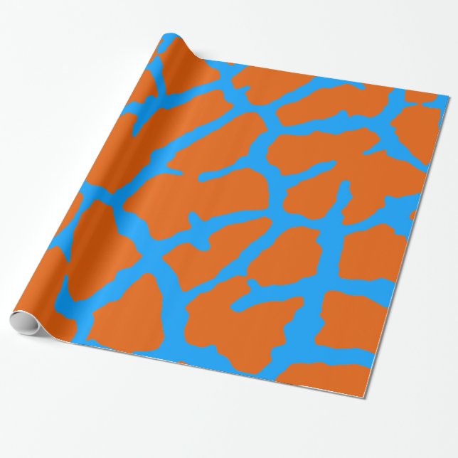 Giraffe Print Orange Cyan Presentpapper (Utrullad)