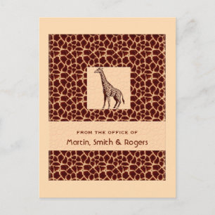 Giraffe Print Personlig Business Vykort