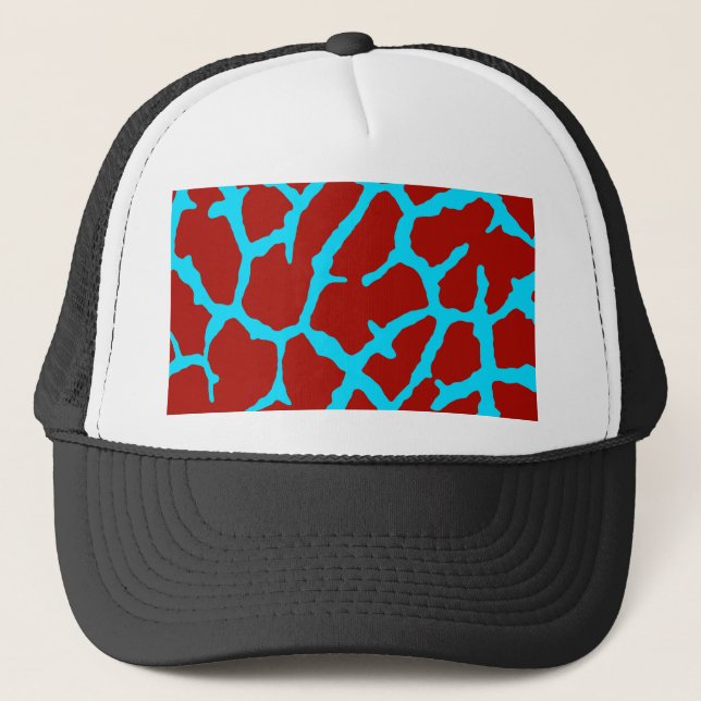 Giraffe Print Red Cyan Keps (Framsida)
