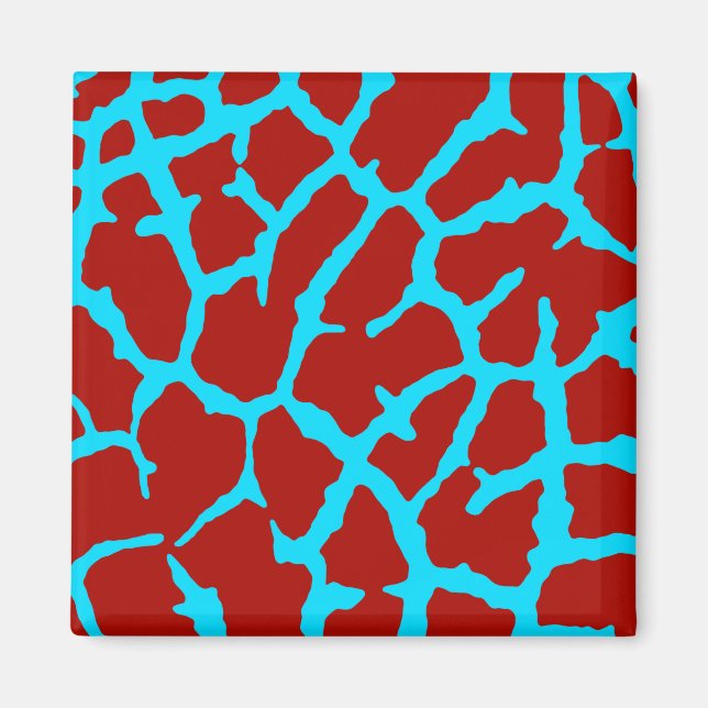 Giraffe Print Red Cyan Magnet (Framsidan)