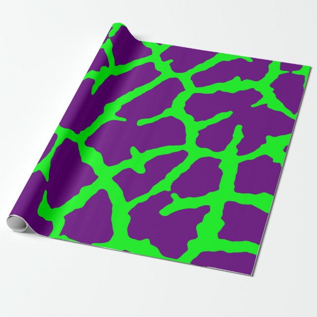 Giraffe Print Vin Lime Presentpapper (Utrullad)