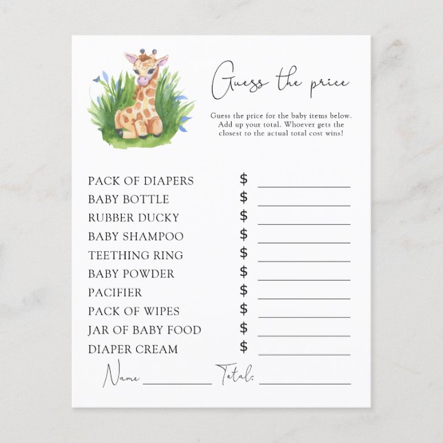 Giraffe - Prist gissningsspel (Framsida)