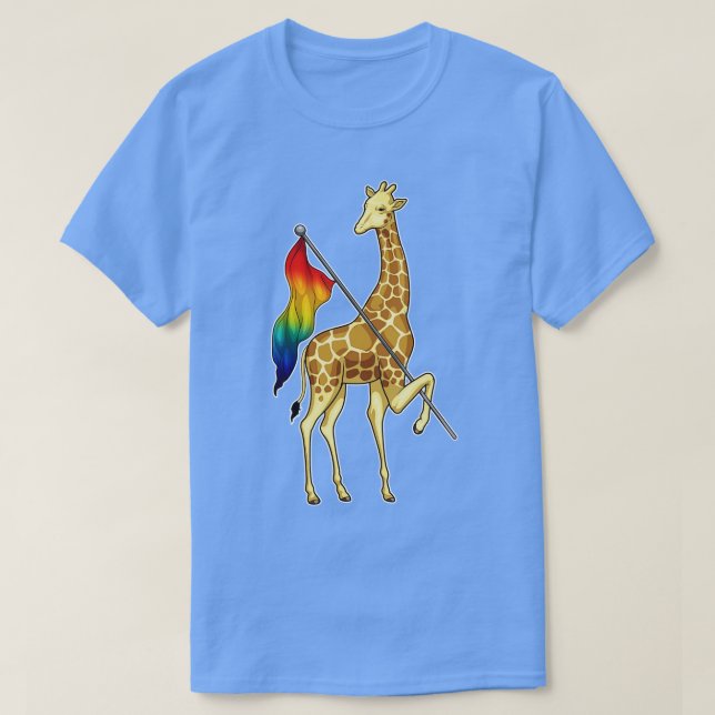 Giraffe Rainbow Flagga T Shirt (Design framsida)