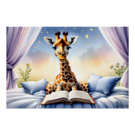 Giraffe Reading a Book Baby & Kid's Room Poster Perfect Poster