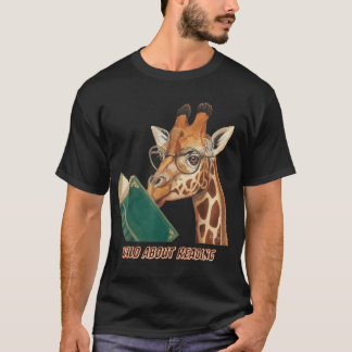 Giraffe Reading Bok Eyeglasses Animals Teacher T Shirt