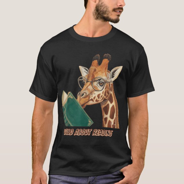 Giraffe Reading Bok Eyeglasses Animals Teacher T Shirt (Framsida)