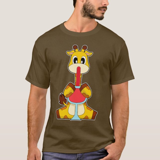 Giraffe Red vin T Shirt (Framsida)