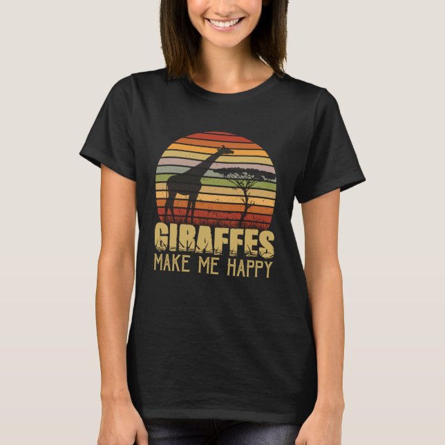Giraffe Retro Fauna Afrika Vild animal on safari S T Shirt (Framsida)