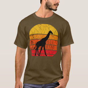 Giraffe Retro Vintage Sunset Wildlife Safari Afric T Shirt
