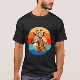 Giraffe Retro Vintage Sunset Wildlife Safari Afric T Shirt