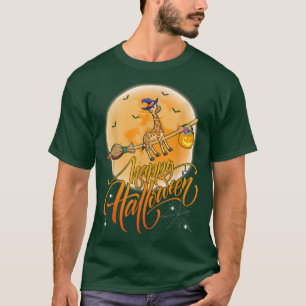 Giraffe Ride Witch Shot Måne Vintage Giraffe Hallo T Shirt