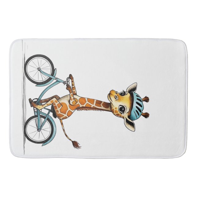 Giraffe Riding a Bicycle - Handritad pennkonst Badrumsmatta (Framsidan)
