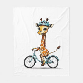 Giraffe Riding a Bicycle - Handritad pennkonst Fleecefilt