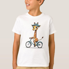 Giraffe Riding a Bicycle - Handritad pennkonst T Shirt