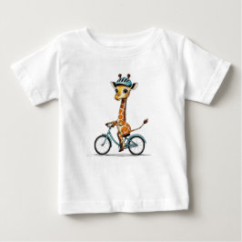 Giraffe Riding a Bicycle - Handritad pennkonst T Shirt