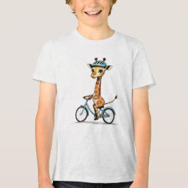 Giraffe Riding a Bicycle - Handritad pennkonst T Shirt