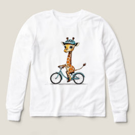 Giraffe Riding a Bicycle - Handritad pennkonst T Shirt
