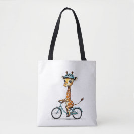 Giraffe Riding a Bicycle - Handritad pennkonst Tygkasse