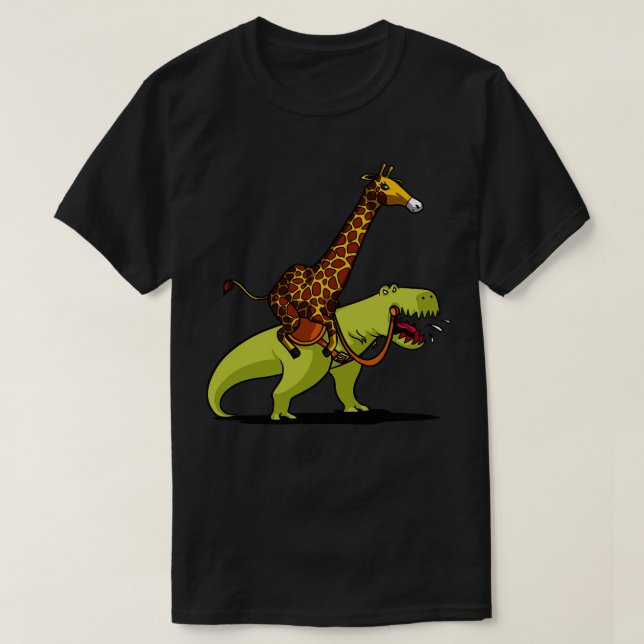 Giraffe Riding TRex Dinosaur T Shirt (Design framsida)