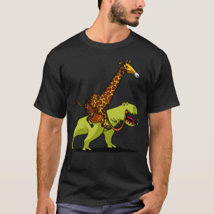 Giraffe Riding TRex Dinosaur T Shirt