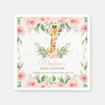 Giraffe Rosa Blommigt Girl Baby Shower Birthday