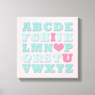 Giraffe Rosa Mint Aqua Teal Wall Art Canvas