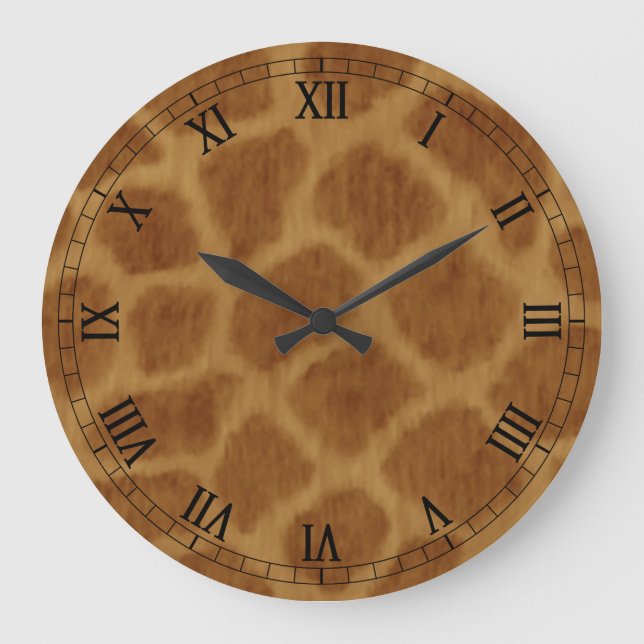 Giraffe Round Roman Numerals Clock Stor Klocka (Framsida)