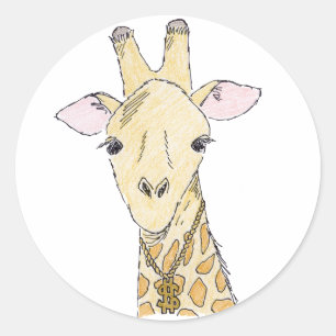 giraffe runt klistermärke
