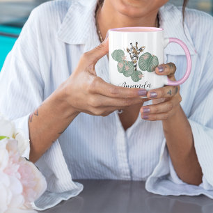 Giraffe Safari Animal Botanical Birthday Mugg