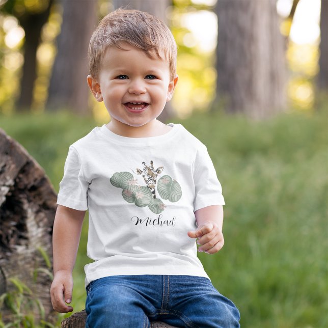 Giraffe Safari Animal Botanical Birthday T Shirt (Skapare uppladdad)