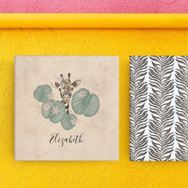 Giraffe Safari Animal Botanical Canvastryck (Skapare uppladdad)