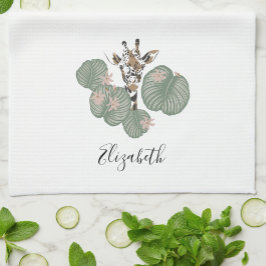 Giraffe Safari Animal Botanical Kökshandduk