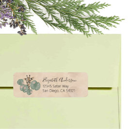 Giraffe Safari Animal Botanical Returadress Etikett