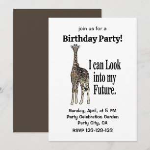 Giraffe Safari Animal Funny Birthday Inbjudningar