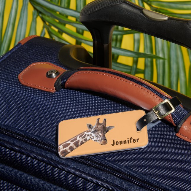 Giraffe Safari Animal Luggage Tag Bagagebricka (Framsida Insitu 3)