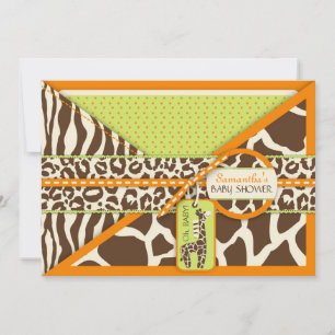 Giraffe Safari Baby Shower Inbjudningar
